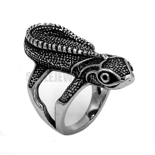 Climbing Lizard Lacertid Ring Gothic Stainless Steel Animal Ring SWR0726 - Click Image to Close
